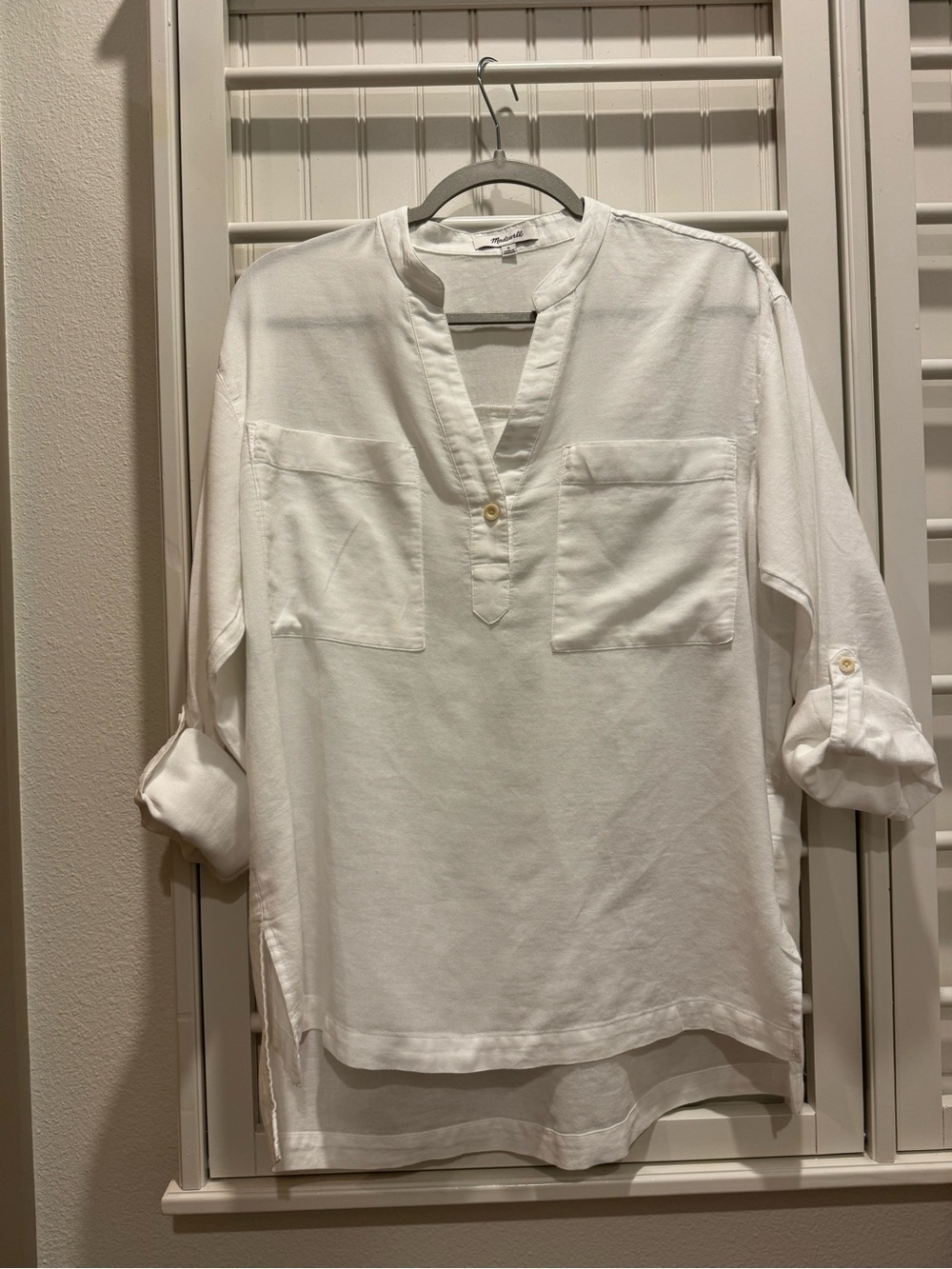 Madewell White Popover Button-Down Shirt